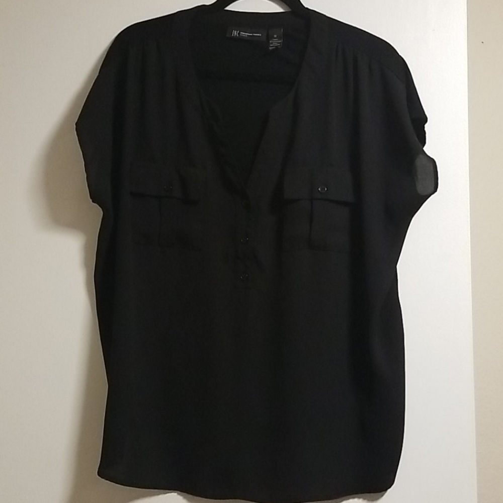 I.n.c mixed media black utility shirt Macy's